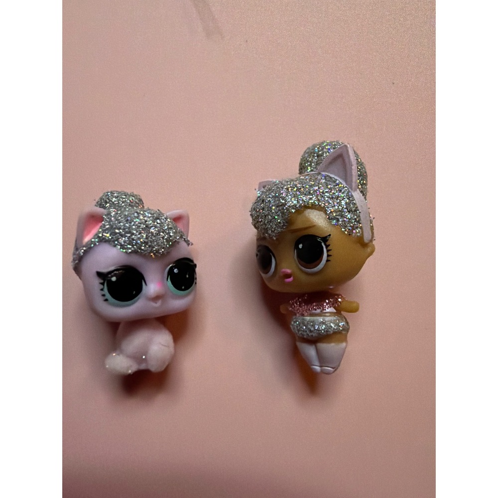 LOL‎ Surprise Glitter Series Doll and Pet Set Silver Glitter Hair Pink Figures